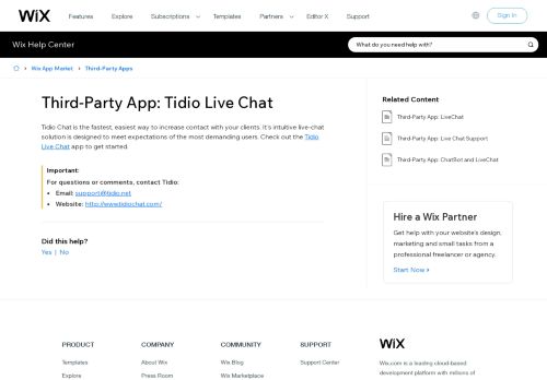 
                            7. Third-Party App: Tidio Live Chat | Help Center | Wix.com
