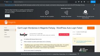 
                            2. third party module - Can't Login Wordpress in Magento Fishpig ...