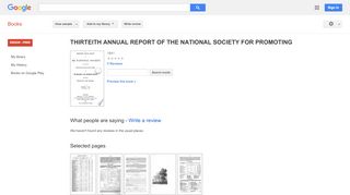 
                            9. THIRTEITH ANNUAL REPORT OF THE NATIONAL SOCIETY FOR PROMOTING