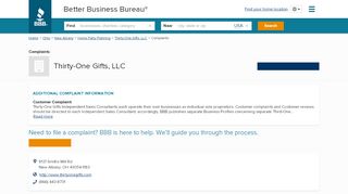 
                            11. Thirty-One Gifts, LLC | Complaints | Better Business Bureau® Profile