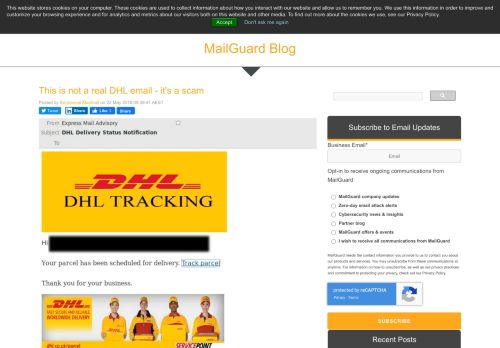 
                            9. This is not a real DHL email - it's a scam - MailGuard