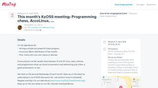 
                            11. This month's KyOSS meeting: Programming chess, ArcoLinux - Meetup