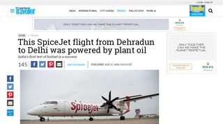 
                            10. This SpiceJet flight from Dehradun to Delhi was powered by plant oil ...