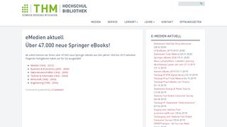 
                            4. THM Bibliothek - Über 47.000 neue Springer eBooks!