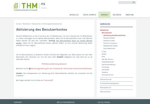 
                            11. THM IT Services - Aktivierung des Benutzerkontos
