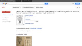
                            10. Thomæ Thomasii Dictionarium ... Decima quarta editio superioribus ...