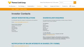 
                            12. Thomas Cook | Investor Contacts