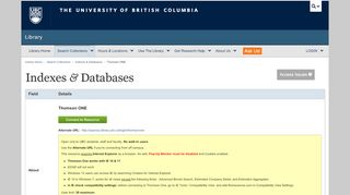 
                            13. Thomson ONE - Indexes & Databases | UBC Library Index & Database ...