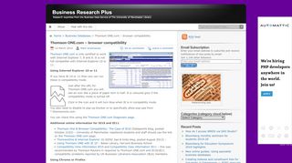 
                            3. Thomson ONE.com – browser compatibility | Business Research Plus