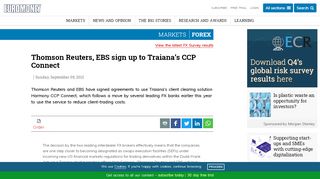 
                            13. Thomson Reuters, EBS sign up to Traiana's CCP Connect | Euromoney