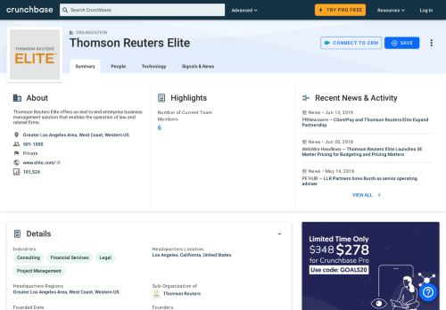 
                            8. Thomson Reuters Elite | Crunchbase