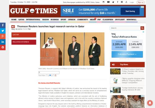 
                            12. Thomson Reuters launches legal research service in Qatar - Gulf Times