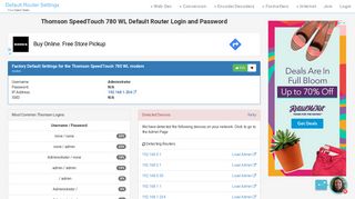 
                            2. Thomson SpeedTouch 780 WL Default Router Login and Password