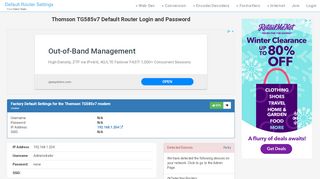 
                            4. Thomson TG585v7 Default Router Login and Password - Clean CSS