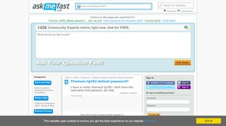 
                            9. Thomson tg782 default password? - I have a rooter thomson tg782 i ...