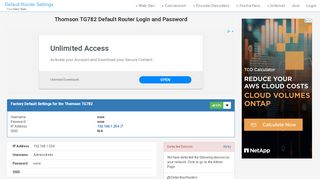 
                            2. Thomson TG782 Default Router Login and Password - Clean CSS