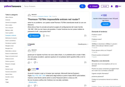 
                            6. Thomson TG784n impossibile entrare nel router? | Yahoo Answers