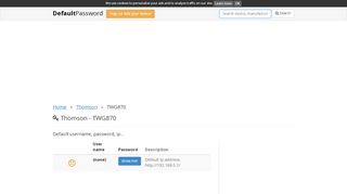 
                            9. Thomson - TWG870 default passwords