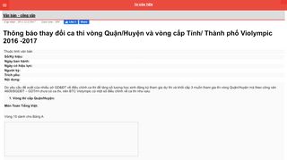 
                            10. Thông báo thay đổi ca thi vòng Quận/Huyện và vòng cấp Tỉnh/ Thành ...