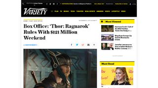 
                            13. 'Thor: Ragnarok' Box Office: Marvel Film Rules With $121 Million ...