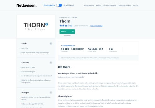 
                            12. Thorn Forbrukslån - Oppdaterte renter for februar 2019 - Nettavisen