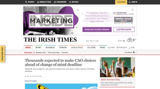 
                            5. Thousands expected to make CAO choices ahead of change of mind ...