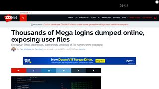 
                            11. Thousands of Mega logins dumped online, exposing user files | ZDNet