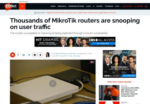 
                            13. Thousands of MikroTik routers are snooping on user traffic | ZDNet