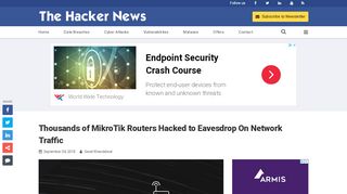 
                            7. Thousands of MikroTik Routers Hacked to Eavesdrop On Network ...