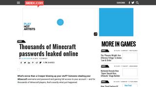 
                            12. Thousands of Minecraft passwords leaked online - Geek.com