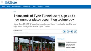
                            4. Thousands of Tyne Tunnel users sign up to new number plate ...