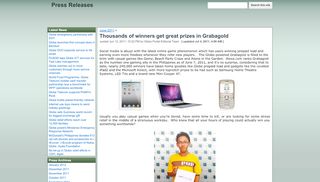 
                            8. Thousands of winners get great prizes in Grabagold - Press Releases