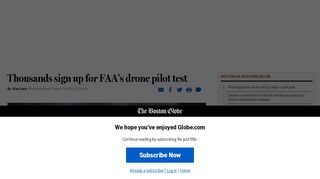 
                            11. Thousands sign up for FAA's drone pilot test - The Boston Globe