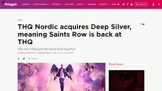 
                            13. THQ Nordic acquires Deep Silver, meaning Saints Row is back at THQ ...