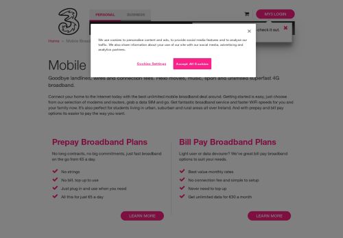 
                            3. Three Broadband Plans