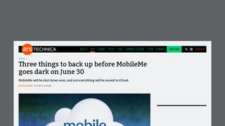 
                            5. Three things to back up before MobileMe goes dark on June 30 | Ars ...