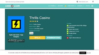 
                            7. Thrills Casino - Ingen registrering krävs - få 10% cashback på förluster