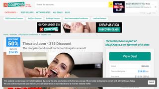 
                            12. Throated.com - $15 Discount - Coupons.xxx