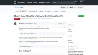 
                            2. Throw exception for unresolved namespaces · Issue #8 · TYPO3/Fluid ...