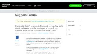 
                            8. thunderbird can't connect to the gmail server. Pop up to sign into ...