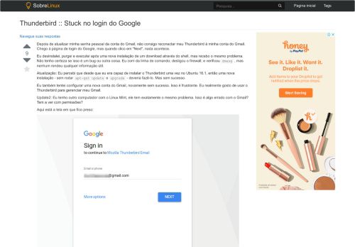 
                            8. Thunderbird :: Stuck no login do Google - SobreLinux