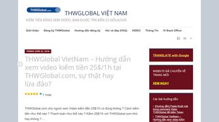 
                            9. THWGlobal VietNam – Hướng dẫn xem video kiếm tiền 25$/1h tại ...