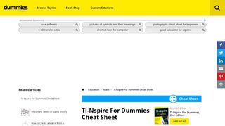 
                            10. TI-Nspire For Dummies Cheat Sheet - dummies