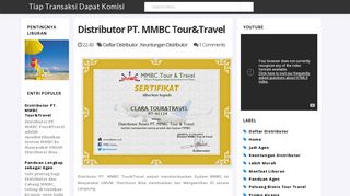 
                            8. Tiap Transaksi Dapat Komisi: Distributor PT. MMBC Tour&Travel