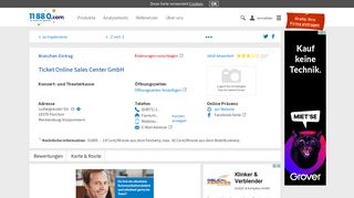 
                            5. ▷ Ticket Online Sales Center GmbH | Tel. (03871) 2114... - - 11880.com