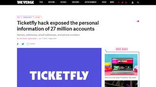 
                            9. Ticketfly hack exposed the personal information of 27 million ...