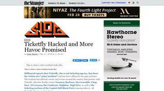 
                            7. Ticketfly Hacked and More Havoc Promised - Slog - The Stranger