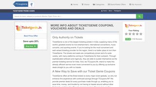 
                            11. Ticketgenie Coupons and Offers for February 2019 | 7Coupons.IN