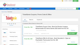 
                            2. TicketGenie Coupons, Promo code, Offers & Deals - February 2019