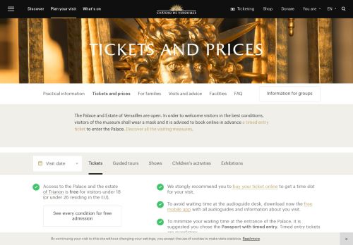 
                            2. Tickets and prices | Palace of Versailles